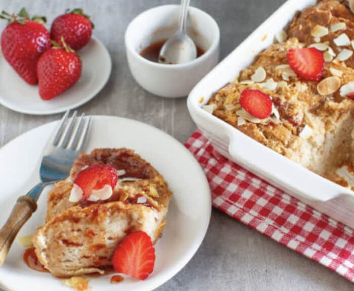 Strawberries & Cream Croissant Bread Pudding w/Vanilla Crème Anglaise for 2 (Pop Up 5/12)